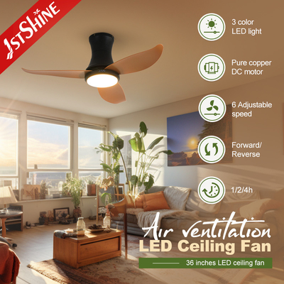36 Inch Low Profile Ceiling Fan With Light Plastic Blade DC Motor Low Noise