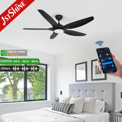 Black Modern Ceiling Fan With LED Light 5 ABS Blade Cooling Air