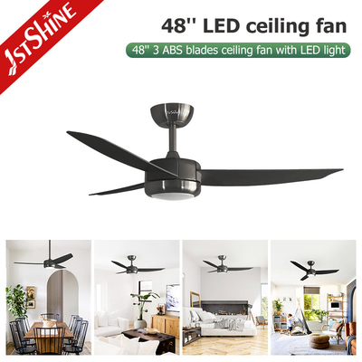 Black Dimmable LED Ceiling Fan For Home 48" High Speed Electric Fan