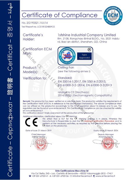 Κίνα 1stshine Industrial Company Limited Πιστοποιήσεις