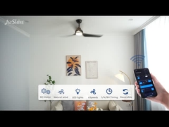 52 ιντσών Μαύρο τηλεχειριστήριο LED Φανατικό οροφής Abs Blade Whisper-Quiet Motor