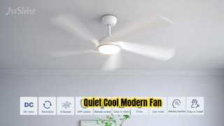 Quiet White Ceiling Fan LED Light 52 Inch Modern