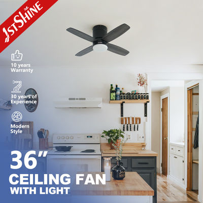 Ποιότητα  36 Inch Modern Led Invisible Ceiling Fan Mini 4 Plywood Blades Low Profile Dimming Light Εργοστάσιο