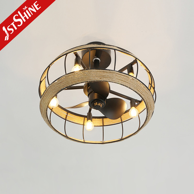 20 Inches Farmhouse Caged Bladeless Ceiling Fan With Light