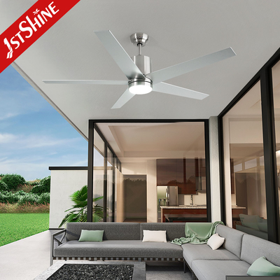 High Speed 5 Blades Ceiling Fan With Light DC Motor Silver Modern