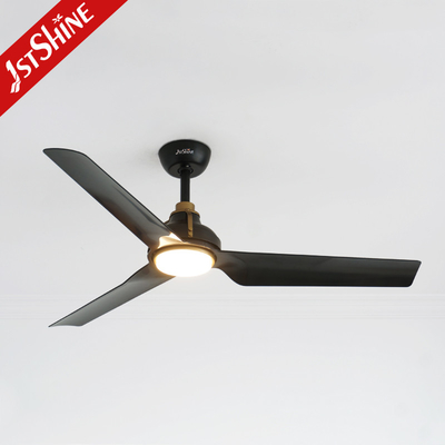 52 Inch Remote Led Ceiling Fan Black Abs Blade Whisper Quiet Motor